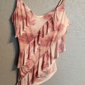 Thirty Thirty Floral Ruffled Camisole Top Asymmetrical Fairycore Size Small